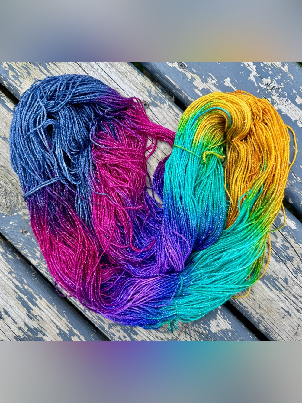 Hand Dyed Sparkle Sock Yarn | 84% Superwash Merino 16% Silver Stellina | Fingeri